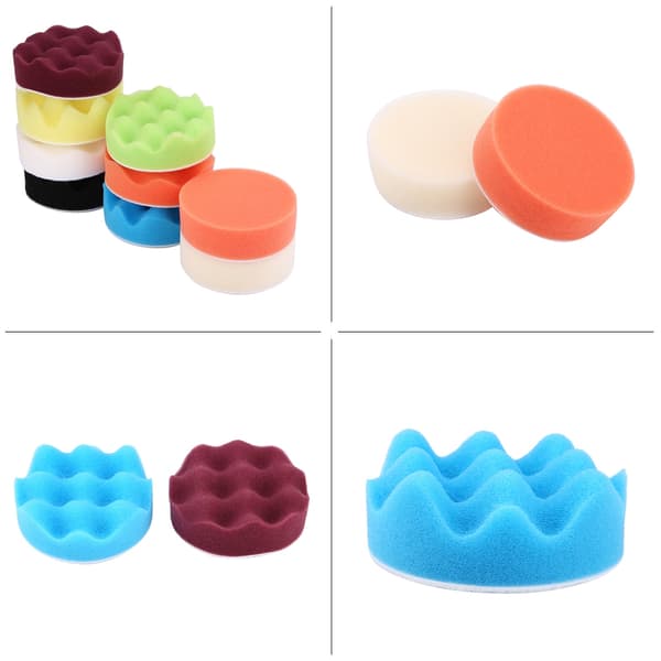 12 st 3 tum Svampbuffpoleringsdynor Kit för Bilpolerare med Adapter