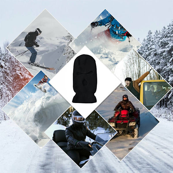 3-reikäinen Balaclava-neulekasvopeite Talvi Tuulenpitävä Hengittävä Hiihtokasvopeite Miehille Naisille Ulkoilmapyöräily Hiihto Juoksu