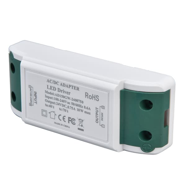 LED-driver 24V DC 0,75A 18W Stillegående drift Konstant strøm 24V Transformator Kompatibel med LED Strip-lys AC100‑240V