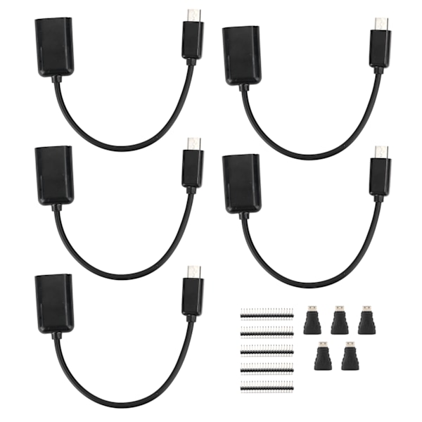 5 Sarjaa Micro USB - OTG-kaapeli HDMI Naaras - Mini HDMI Uros -adapteri GPIO-liitin Raspberry Pi Zerolle