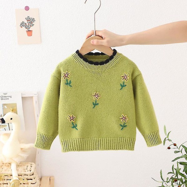Langermet genser for barn Langermet strikket genser GREEN 110CM