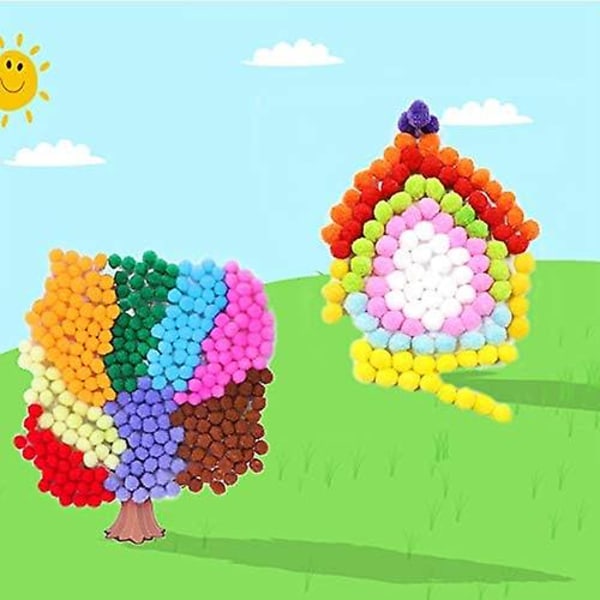 300 kpl 2,5 cm:n lasten askartelupukuja, erilaisia ​​värejä pomponpalloja itse luoviin askartelukoristeisiin