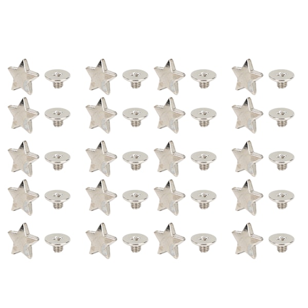 20 st Star Shape Nit Stud Button DIY Kläder Skor Dekoration Tillbehör med skruvar Silver