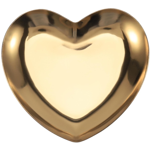 Hjerteformede smykker Middagstallerken Metallplate Oppbevaringssted Sett Frukttallerken Hjem Gull