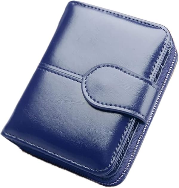 【NX】Damplånbok i läder med RFID-skydd, mörkblå, S
