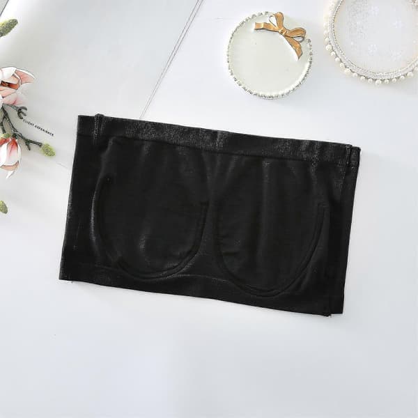 Dame Elastisk Stropløs BH, Sommer Bandeau BH, Plus Size Stropløs BH, Komfort Trådløs BH Black L