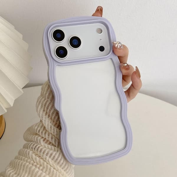 Deksel til iPhone 17 Pro Max, Curly Wave Frame Clear Case, Transparent Mykt TPU Støtsikkert Telefondeksel til iPhone 17 Pro Max[NX]