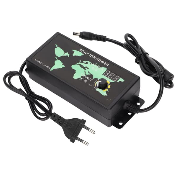 Strømadapter LED Digital Display 120W 10A 3‑12V Justerbar Spændingshastighedsreguleringsadapter 100-240VEU Stik