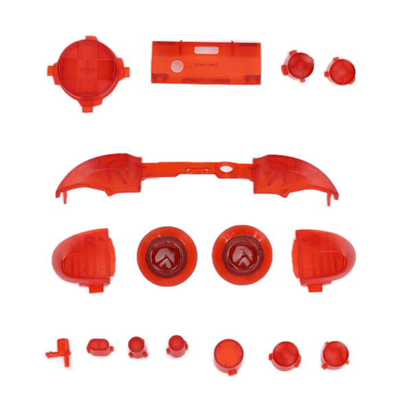 Full Buttons Mod Kit Trigger Full Trigger Modulsett for XBOX Series X for XBOX Series S Kontroller Transparent Rød