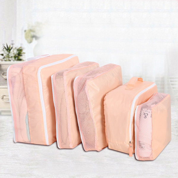 BAGSINBAG 5st Resbagage Resväska Förvaringsväska Set Kläder Underkläder Förpackning Organizer Påse Rosa