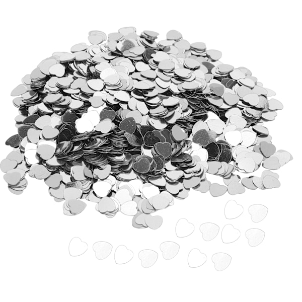 3000 st hjärtformade konfetti Alla hjärtans dag bröllopspaljetter Strö del dekorationstillbehör (silver)