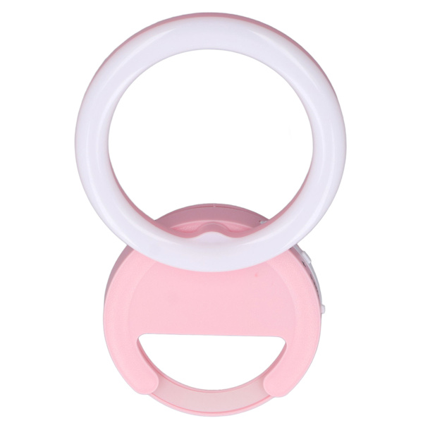Clip On Ringlys til telefon 180 graders rotation 3 farver LED Selfie Ringlys til telefon Tablets Bærbare computere Rosa