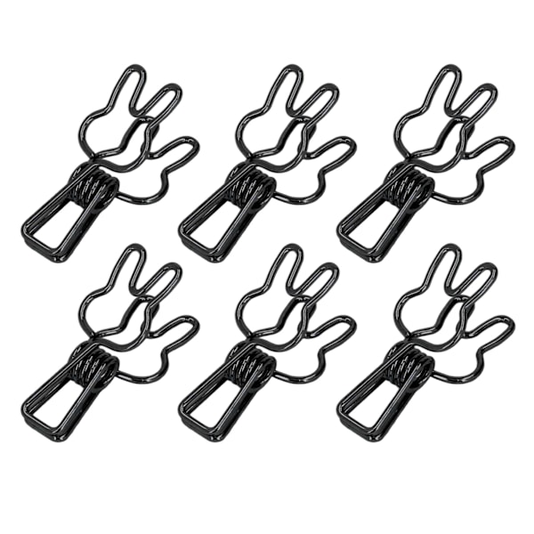 100 stk. Kanin Binder Clips Udhulet Sød Stærk Klemning Holdbar Metal Små Papirclips til Dokumenter Tøj Papir Sort