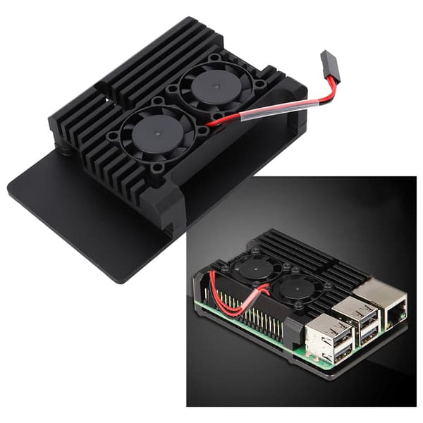 Varmeavledningsskall i aluminiumslegering med dobbel vifte, passer for Raspberry Pi 3 Modell 2b 3b