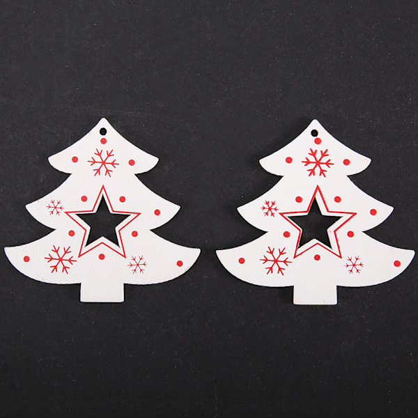 50 st trähänge dekorativ prydnad Hem DIY-tillbehör Målad konst Xmas Tree White