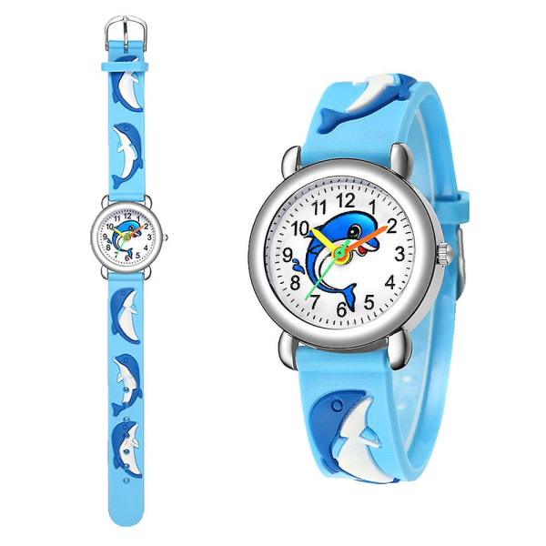 Tecknad Dolphin Watch Barn Tecknad Digital Watch Mode Barn Casual Watch, julklapp Blue
