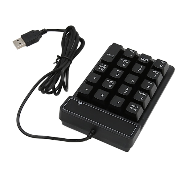 Trådløst Nummertastatur Sort USB-forbindelse 19 U-formede Taster Plug and Play Kompakt Numerisk Tastatur til Bærbar PC Desktop