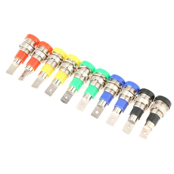 【NX】10 stk. blandet farve bananstik 4,0 mm jack Kompatibel med panelmontering testprober
