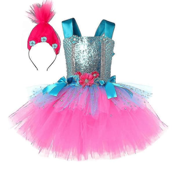 Piger Anime Trolls Prinsessekjole Bobby Cosplay Performance Kostumer S