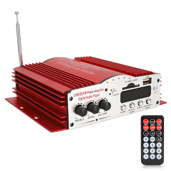 Billamplifier Digital Audioforstærker 30W 4CH Stereo Effektforstærker Universal til MP3 MP4 DVD VCD FM USB Afspilning