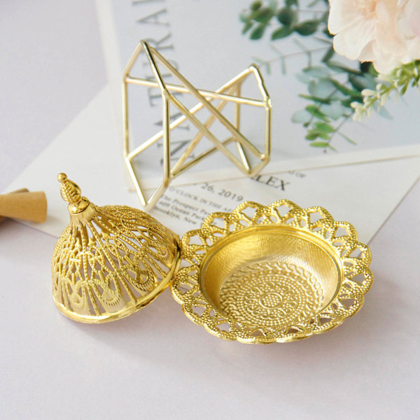 Guld røgelsebrænder Elegant rustfrit metal Vintage røgelsebrænder til hjemmet soveværelse