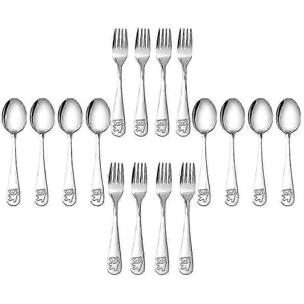 16-delt barnebestikksett, rustfritt stål, barnesikkert bestikk Silver