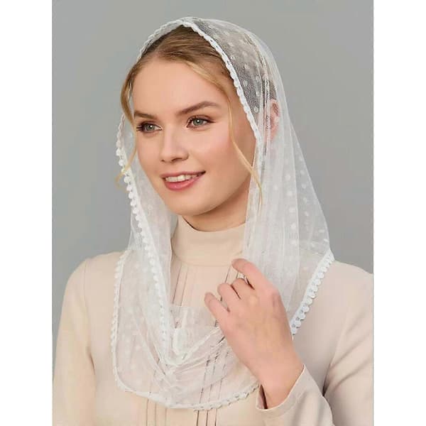 Pustende blonde trekantet skjerf lett hodeplagg kirkelig religiøst hodeplagg egnet for bryllupsfester Ivory white triangle