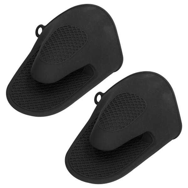 2 stk Ovn Handsker Mini Silikon Tyk Anti-Skoldning Madlavning Klemme Handsker til Køkken Sort
