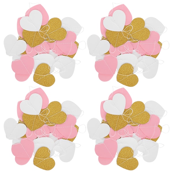 4 st Pappersgirlang Hängande Dekoration Girlang för Jubileum Bröllop Alla Hjärtans Dag (Hjärta 7.8cm 3.1in)