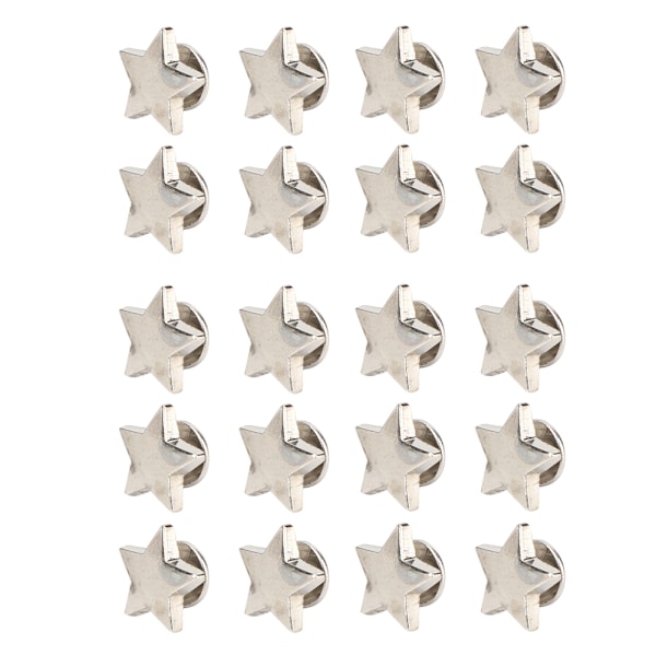 20 st Star Shape Nit Stud Button DIY Kläder Skor Dekoration Tillbehör med skruvar Silver
