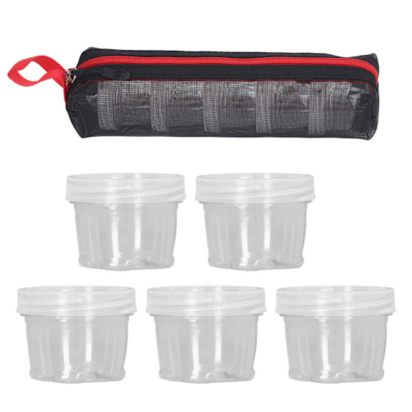 5-pack Campingkryddburkar, Livsmedelsklassad PET, Bärbar, Transparent, Kryddhållare, Krydddispenser för Utomhuspicknick, Grill, 40 ml, Svart