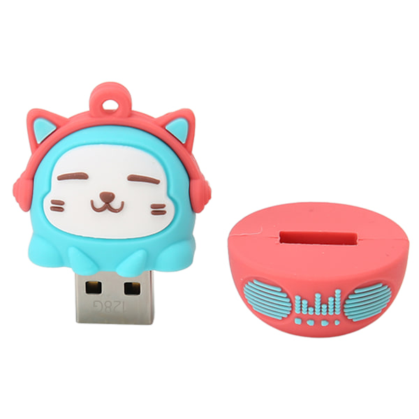 Piirretty USB-muistitikku PVC USB2.0 Kissan kuvio Plug and Play iskunkestävä U-levy puhelimeen kannettavaan tietokoneeseen sininen punainen 128 Gt