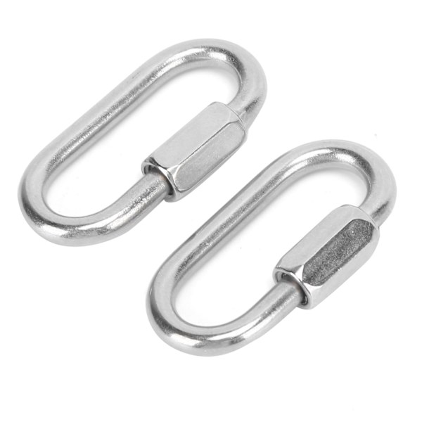 2 stk. Hurtigkobling D-Formet Låsekarabiner i Rustfrit Stål med Hex Skrue til Klatring (5 mm)