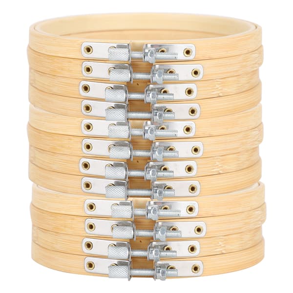 Justerbare broderirammer i bambus - 12 stk, 13 cm
