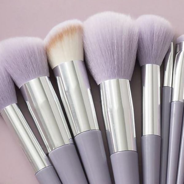 13st set sminkborstar verktygssats Handhållen mjukblandning kosmetikaborstar Kit för ansiktspulver Concealer Lila