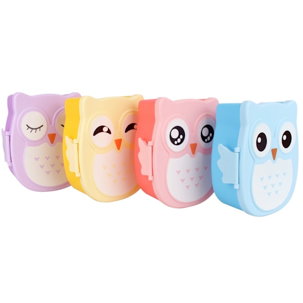 Plast Bärbar Cartoon Owl Lunchbox Matsäker Mikrovågsförvaringsbehållare