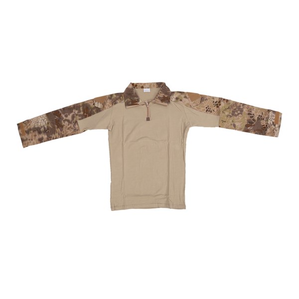 Combat Shirt Langærmet Lynlås Unisex Bomuld Polyester Åndbar med Albuepuder Skulderlomme Combat Tøj til Cosplay Brun Python Print L