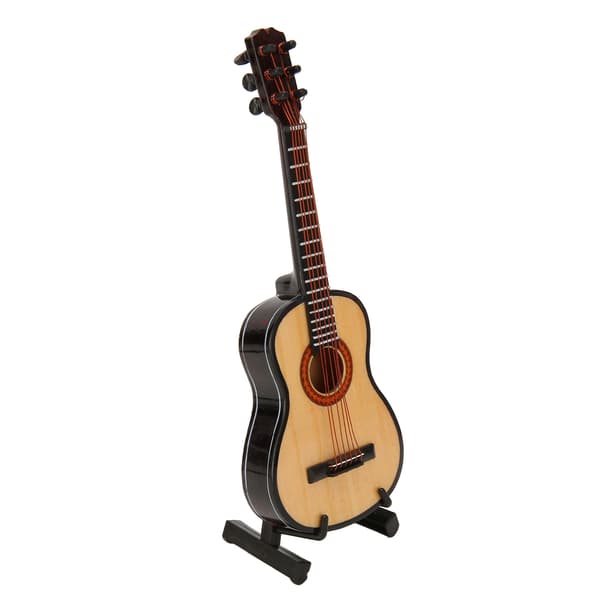 【NX】Tregitarrmodell Utsøkt polert miniatyrgitarpynt med stativ Kompatibel med samlingsdisplay