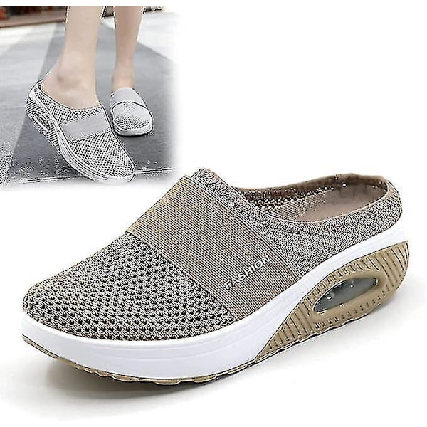 Orthopedic Diabetic Air Cushion Slip-on Walking Shoes - Khaki EU 43