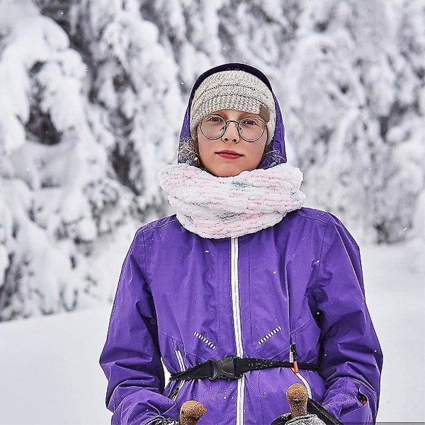 Kvinder Vinter Varm Pandebånd Fuzzy Fleece Foret Tykke Kabel Strik Wrap Combination 1