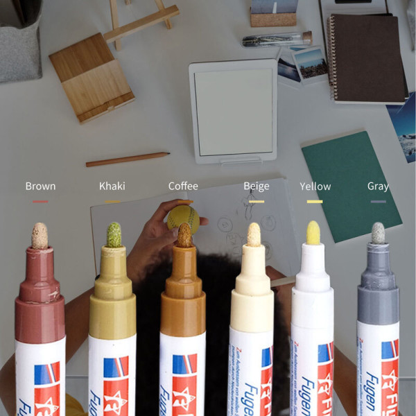 FGF-53 Flysea Tile Beauty Joint Pen, dekontaminaatiokynä lattialaatoille (korvaavalla vinokärjellä), ruskea