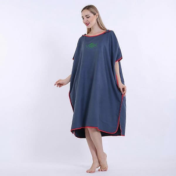 Strandhåndklæde Poncho Badehætte Hurtigtørrende Badekåbe Badehåndklæde Voksen Navy