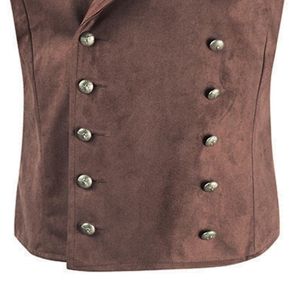 Antik dobbelbryst Suede Vest for menn - XL Brun - 4 Farger, 6 Størrelser