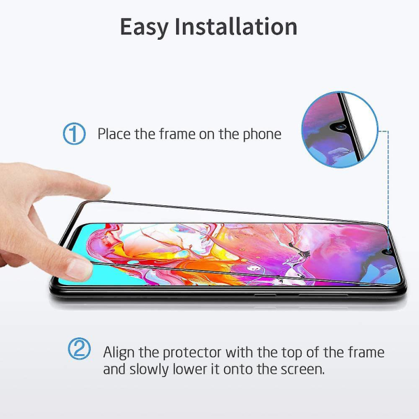 2 kpl Samsung Galaxy A70 heltäckande skärmskydd i härdat glas