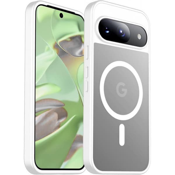 Kompatibelt med Google Pixel 9A mobildeksel, matt kunstskinnoverflate, magnetisk installasjon, fallbeskyttelse (hvit) White Pixel 9A