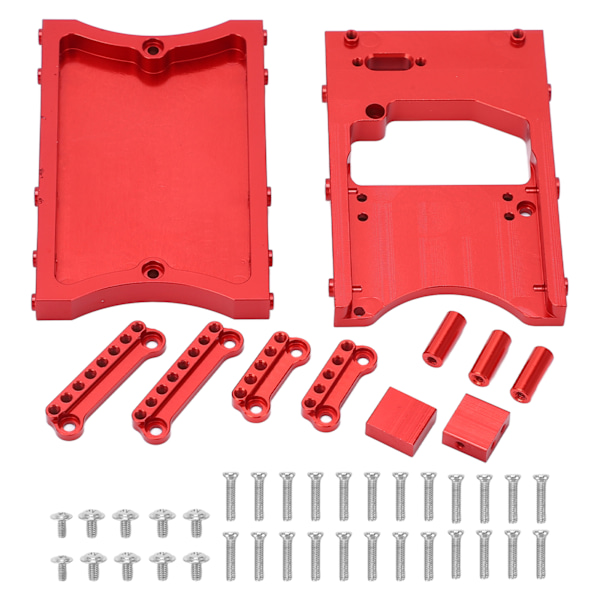 Styreboks i aluminiumslegering + Baklyssett RC Bil Oppgraderingsdeler for MN Modell D90 D91 RC Bil (Rød)