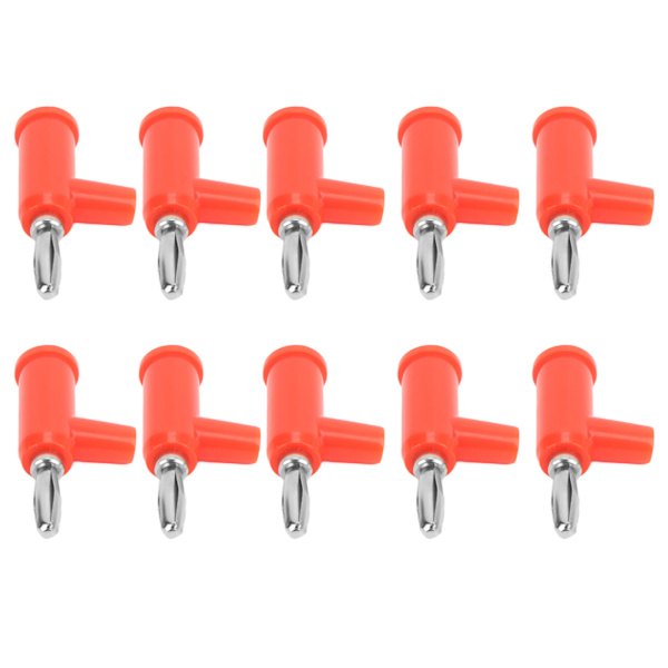 10 stk Stabelbare Bananpropper 4 mm/0.2in Lodfri Messing Standardstørrelse Stabelbar Banankontakt til Sikkerhedsudstyr Rød