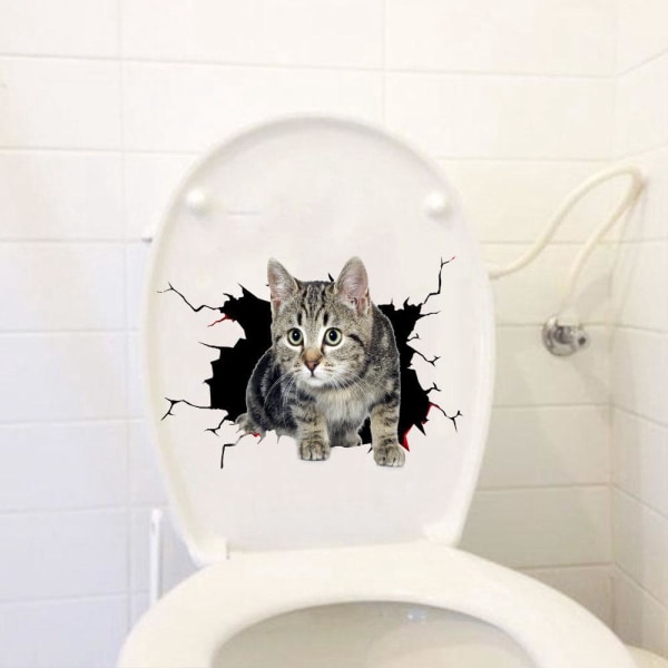 Creative Cat Hunde Toilet Badekar Køleskab Vægklistermærke Stue Soveværelse Dekoration Sticker (stil 1)
