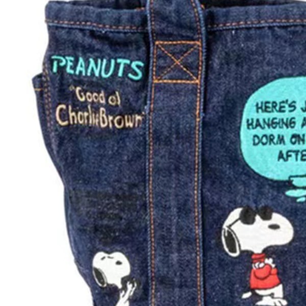 Denim handväska tecknad söt broderi handväskor Casual gratis matchande moderiktig väska mörkblå