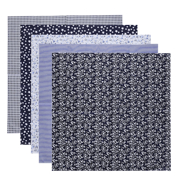 2 Set Bomullstyg Enfärgad Vävd Trycktyg DIY Sömnad Quiltning Lapptäcke 5 Färger 50x50cm (Mörkblå)